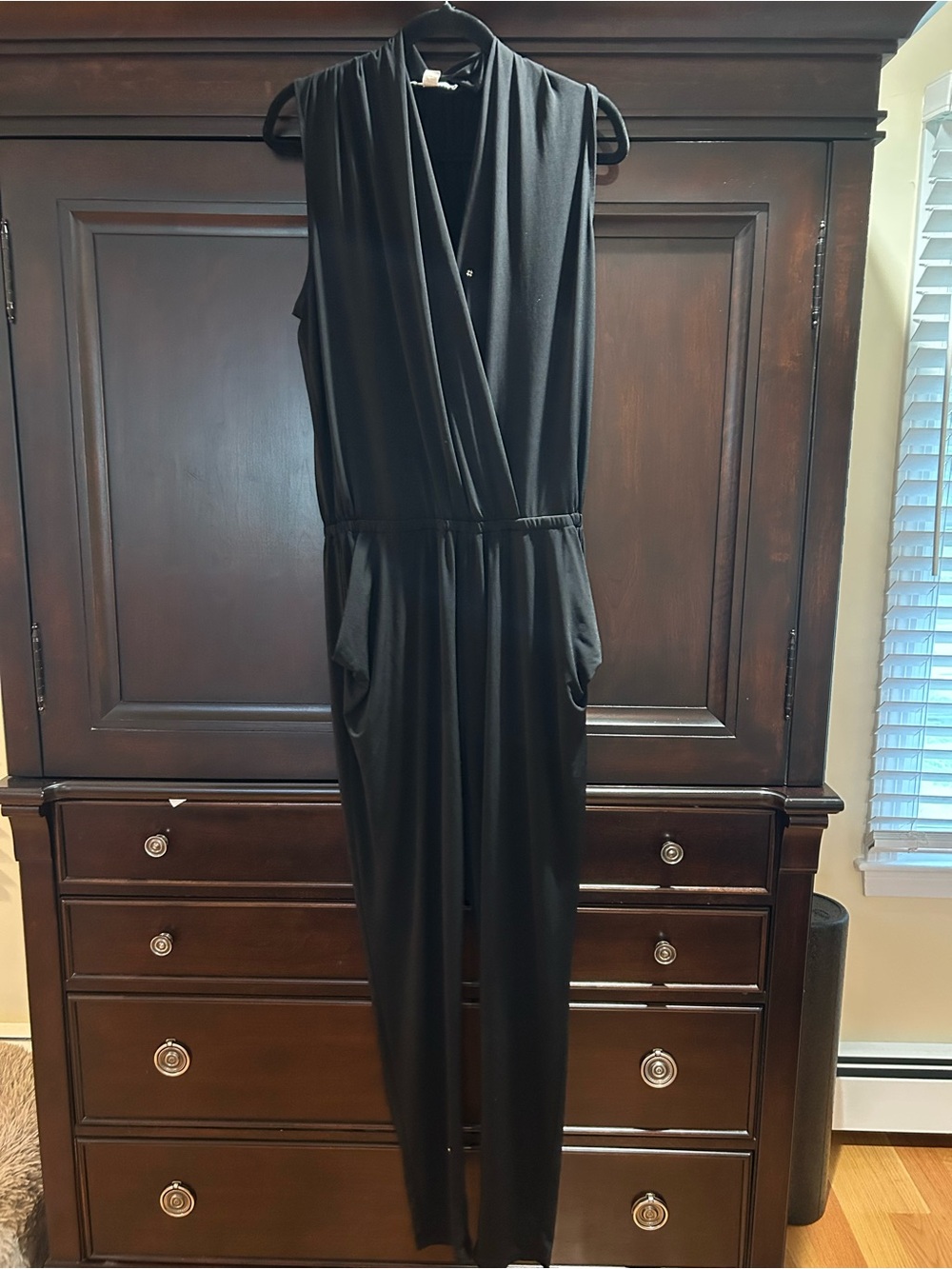 Michael Kors Black Sleeveless Large Jumpsuit -Wrap Jumpsuit